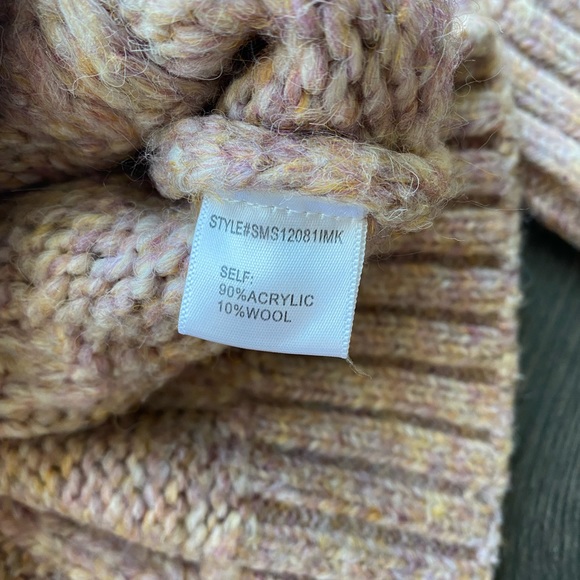 Heathered pink cropped cable knit sweater - Picture 3 of 5